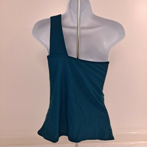 Tankini Bikini One Shoulder Asymmetrical Swimsuit Bathing Suit Swim Teal M - Picture 5 of 12